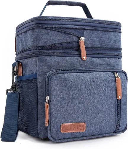 Vista 14 de Bolsa de almuerzo con compartimento doble/para mujer, con aislamiento para el almuerzo, 2 espaciosas, grandes, reutilizables, resistentes al agua