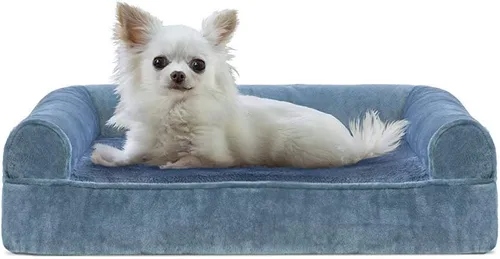 Vista 12 de Furhaven Cama de espuma viscoelástica para perros grandes con refuerzos extraíbles y funda lavable, para perros de hasta 95 libras - Sofá de Gris