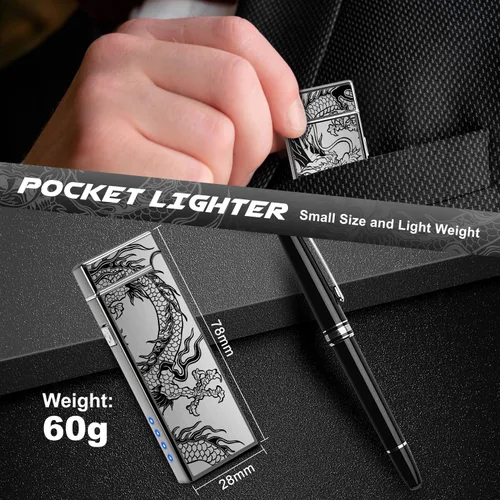 Vista 6 de LcFun Encendedor eléctrico recargable por USB, resistente al viento, de plasma, doble arco con indicador de batería LED, sin llama, encendedores