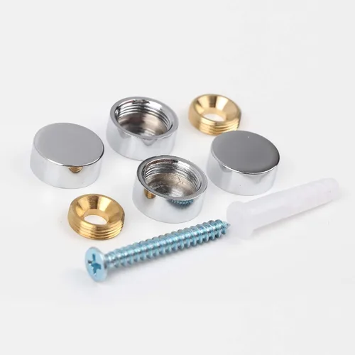 Vista 4 de Tornillos de espejo, clavos decorativos de espejo con tapa de latón, 0.6 pulgadas, cromo pulido, paquete de 4