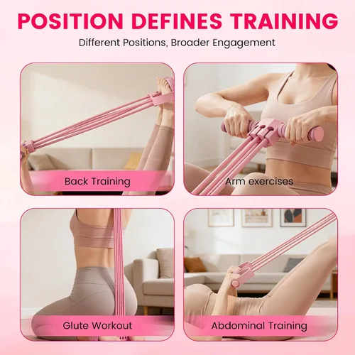 Vista 5 de Bandas de resistencia de pedal con asas, 6 tubos de goma natural para pedal de pie, banda de resistencia para entrenamiento de estiramiento