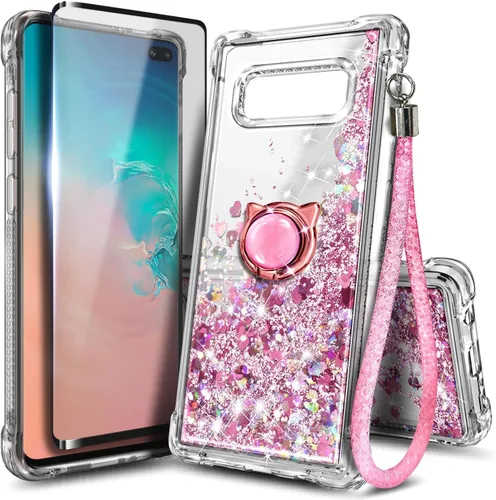 Vista 89 de NGB - Funda para teléfono Samsung Galaxy S9, color aguamarina/morado, bonita funda con purpurina líquida para mujeres y niñas, con protector