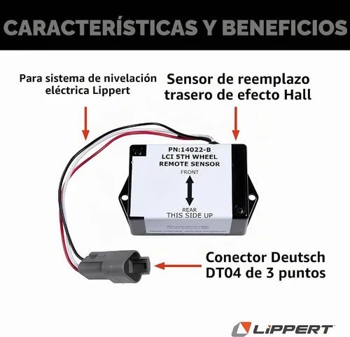 Vista 3 de Lippert - Sensor trasero remoto de nivel automático 3.0 de repuesto para sistema de nivelación eléctrica en caravanas de 5ª rueda, conector Deutsch