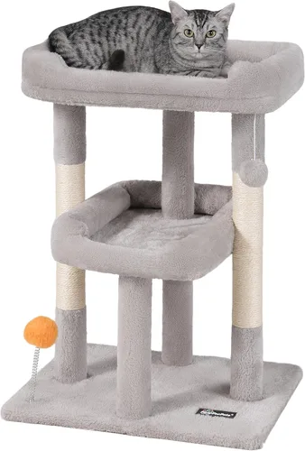 Vista 8 de FourFurPets Árbol para gatos de 27.6 pulgadas, torre para gatos de interior, condominio para gatos grandes, árbol pequeño para gatos con poste