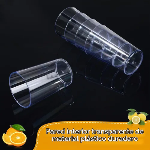 Vista 3 de Meanplan Paquete de 12 vasos de plástico de 8 onzas, vasos reutilizables Transparente