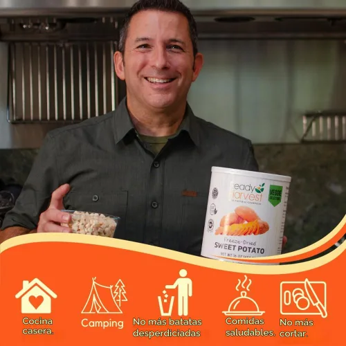 Vista 4 de Ready Harvest Alimentos liofilizados - batatas Alimentos de emergencia Productos básicos de despensa Lata #10 Vida útil de 25 años Latas