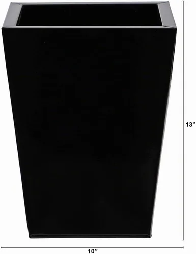 Vista 2 de Nearly Natural Maceta cuadrada clásica de metal de 13 pulgadas para uso en interiores Negro