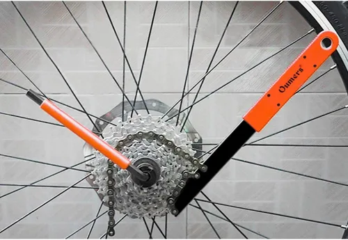 Vista 7 de Oumers Herramienta de extracción de casete de bicicleta, herramienta de extracción de rueda libre de casete con látigo de cadena y llave auxiliar