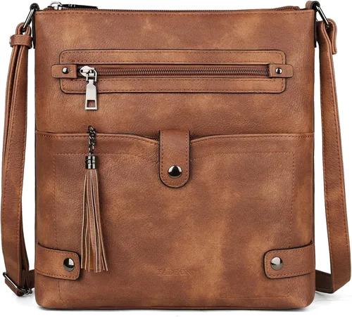 Vista 3 de FADEON Monederos cruzados para mujer y mochila para computadora portátil, colección marrón