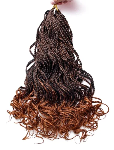 Vista 9 de Goddess - Extensiones de cabello trenzado de fibra sintética con trenzas de ganchillo #1B, 18 pulgadas
