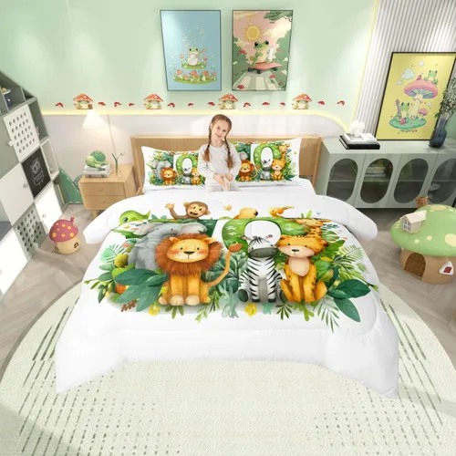 Vista 15 de Manfei Juego de edredón de calavera de azúcar para niños, juego de ropa de cama con temática de calaveras de Halloween, ropa de cama de estilo Azul