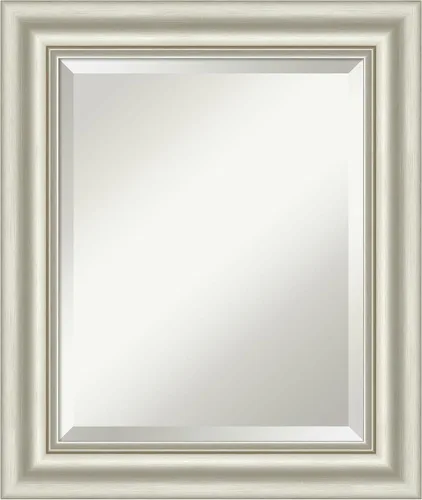 Vista 14 de Amanti Art - Espejo de baño plateado para sobre lavabo, espejo rectangular de níquel cepillado de 33x43, marco moderno extragrande, se cuelga