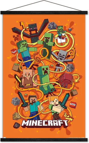 Vista 7 de Trends International Minecraft - Póster de pared Funtage, 22.375 x 34 pulgadas, paquete de impresión premium y colgador de madera de haya