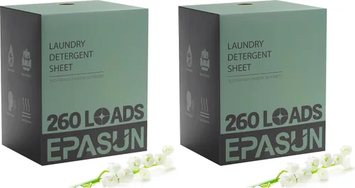 Vista 9 de Hojas de detergente para ropa de 260 cargas, aroma fresco, tiras de jabón ecológicas sin líquido, a base de plantas, suministros de lavado