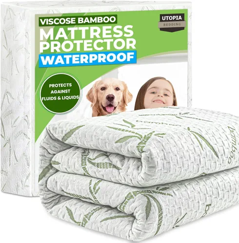 Vista 8 de Utopia Bedding – Protector de colchón impermeable tamaño individual, funda de colchón premium de bambú y viscosa de 200 GSM con enfriamiento, suave