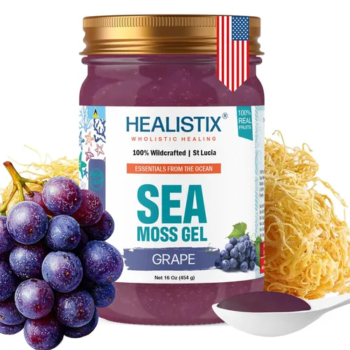 Vista 10 de Gel de musgo marino con sabor a plátano [473 ml] - Exquisitamente elaborado con musgo marino silvestre recolectado en las aguas prístinas de Santa