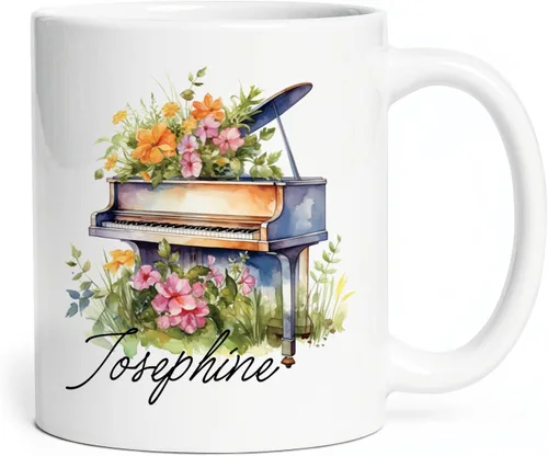 Vista 16 de Taza personalizada para músico 2023, taza de violín personalizada con nombre, violín y notas musicales, taza de cerámica de 11 oz y 15 onzas, taza