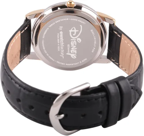 Vista 2 de Disney Mickey Mouse - Reloj analógico con correa de cuero de cuarzo clásico Cardiff para adultos Negro