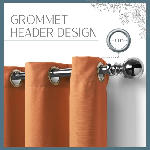 Vista 5 de Elrene Home Fashions Panel de cortina de ventana con ojales y protección UV para interiores y exteriores Naranja