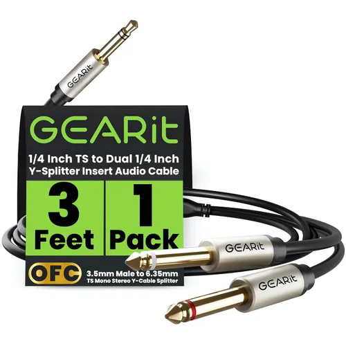 Vista 9 de GEARit Cable de inserción de 10 pies – 1/4 "TRS estéreo macho a doble 1/4" TS mono macho Y-Splitter Breakout Cable, cable de conexión de audio