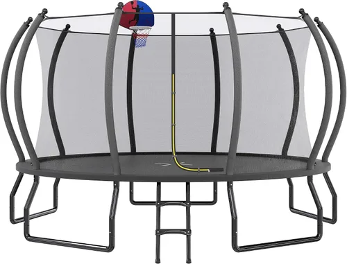 Vista 13 de YUMPIE 8FT 10FT 12FT 14FT 16FT Quick-Connect Outdoor Trampoline with Ladder Negro