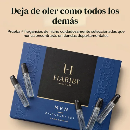 Vista 5 de H HABIBI Set de descubrimiento de fragancias para hombre, 5 × 0.1 fl oz