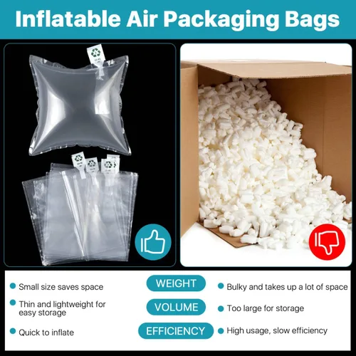 Vista 4 de 200 bolsas de aire de embalaje, almohadas de aire para envío, bolsas de cojín de aire de plástico transparente, bolsas protectoras inflables