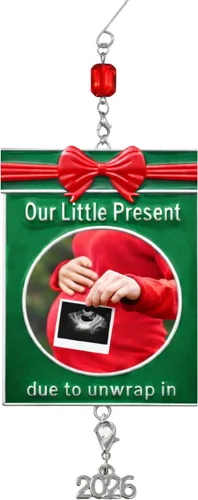 Vista 3 de BANBERRY DESIGNS Sonogram Picture Ornament 2025 – Anuncio de embarazo – Adorno de Navidad – Regalo de nueva mamá – 3.5 pulgadas de alto – 1.75