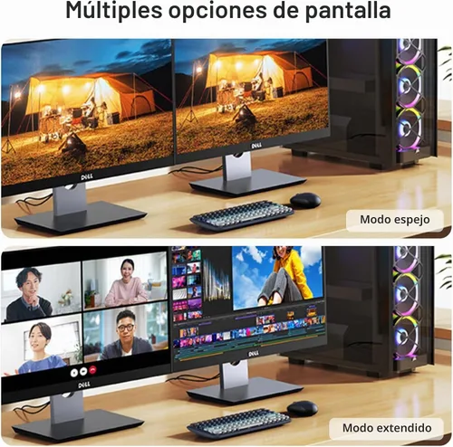 Vista 3 de Adaptador USB C a DisplayPort 1.4 8K @60Hz, Thunderbolt 4/3 a DisplayPort Convertidor Compatible con iPhone 16/15, Galaxy S25, MacBook Pro/Air, iPad