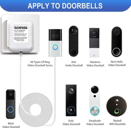 Vista 4 de TAICHIPANDA - Transformador de 24 voltios, adaptador de cable C para termostatos Nest Honeywell y Sensi, transformador de timbre para Nest Hello