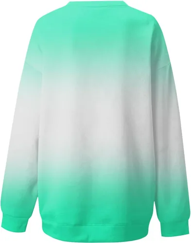 Vista 2 de Suéteres de otoño para mujer, sudadera de bloque de color para mujer, manga larga, cuello redondo, casual, cómodo, holgado, ligero
