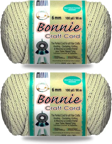 Vista 40 de Pepperell Bonnie - Cordón de macramé trenzado 6 mm x 91.4 m Almendra (Paquete de 2) Cordón de polipropileno retorcido para manualidades DIY
