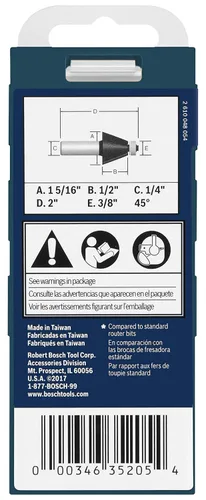 Vista 5 de BOSCH 85298MC Broca de enrutador de chaflán con punta de carburo de 1-5/16 pulgadas x 45°