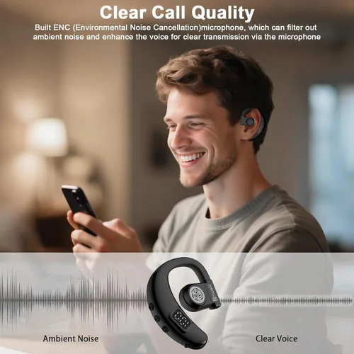 Vista 5 de Hmusic Auricular Bluetooth I6 – Auriculares de una sola oreja con micrófono