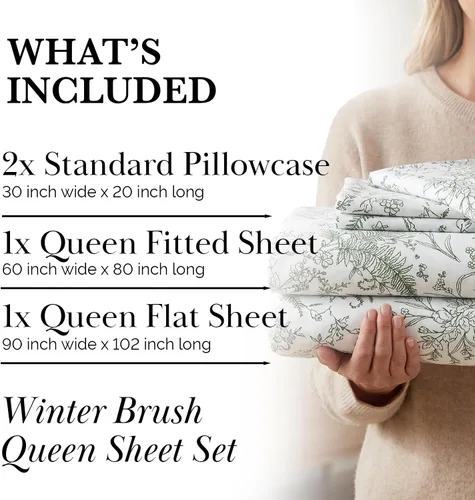 Vista 275 de Southshore Fine Living, Inc. Colección Winter Brush, juego de sábanas de 3 piezas para cama individual, sábana bajera con bolsillo profundo de 14