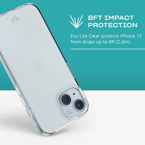 Vista 4 de Tech21 EvoLite - Funda para iPhone 15 / 16e - Funda fina de protección contra impactos, transparente