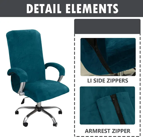 Vista 2 de ADPON Funda de terciopelo para silla de oficina con fundas para brazos, fundas elásticas para sillas de escritorio de computadora, fundas Azul lago