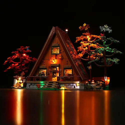 Vista 3 de VONADO Kit de luces LED compatible con Lego A-Frame Cabin 21338, control remoto, iluminación compatible con Lego 21338 (sin modelo, solo luces)