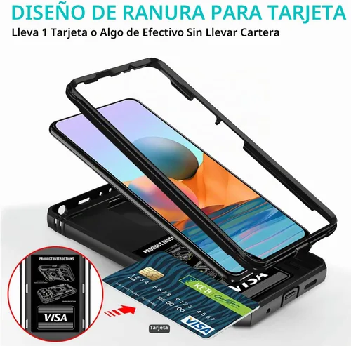 Vista 4 de Funda para Xiaomi Redmi Note 10 Pro, Redmi Note 10 Pro MAX con 3 protectores de pantalla de vidrio templado con soporte de anillo integrado + Negro