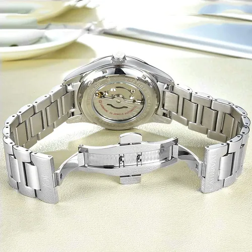 Vista 4 de MASTOP Reloj mecánico automático para hombre y mujer, de moda, elegante, para ella o para ella, juego de 2