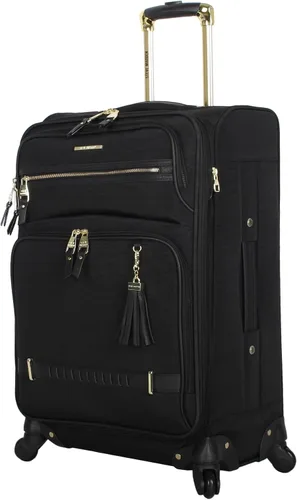 Vista 2 de Steve Madden Designer Luggage Collection Maleta ligera expandible de 24 pulgadas Bolsa a cuadros con ruedas giratorias de tamaño mediano