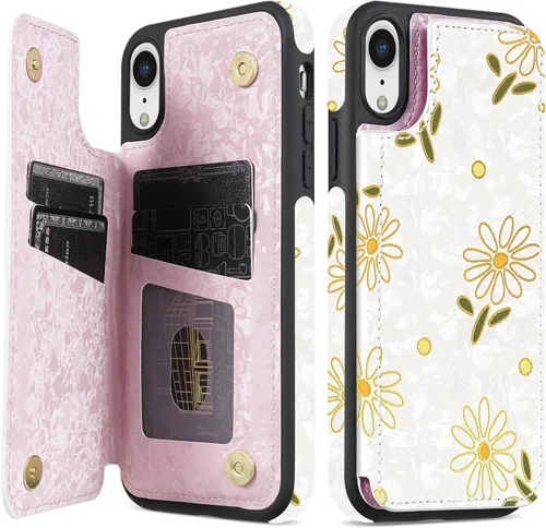 Vista 43 de NNH Funda tipo cartera compatible con iPhone Xs Max con bloqueo RFID, ranuras para tarjetas, folio de piel sintética, función atril, doble cierre