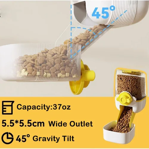 Vista 4 de Comederos automáticos colgantes para perros y gatos, comedero automático para conejos sin goteo, juego de cuencos de alimentación de jaula
