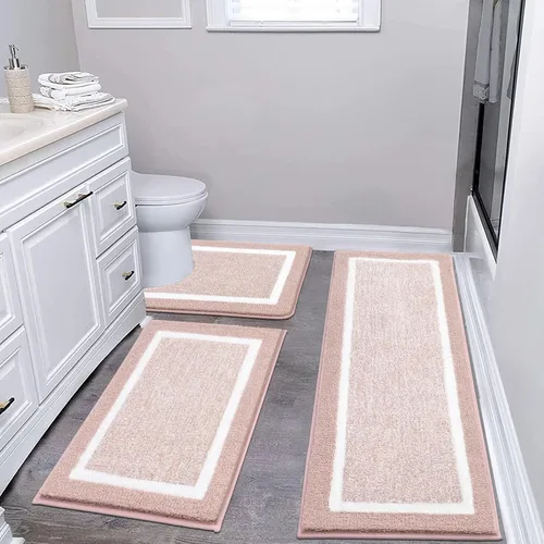 Vista 57 de Pauwer Juego de baño, alfombras de baño antideslizantes, alfombras de ducha absorbentes para suelo de baño, bañera y ducha, color azul aguamarina