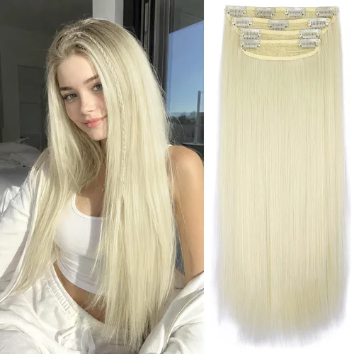 Vista 20 de Extensiones de cabello lacio con clip, suaves y gruesas (20 pulgadas, 4 unidades, 16H613#)