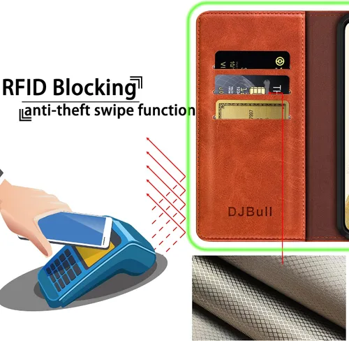 Vista 2 de DJBull Funda tipo cartera para iPhone 14 Plus 5G de 6.7 pulgadas con soporte para tarjeta de crédito, [bloqueo RFID], funda de piel sintética