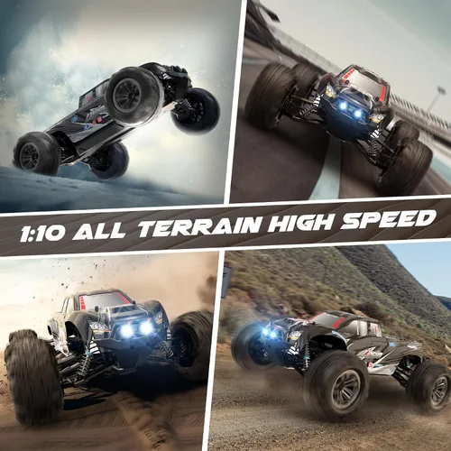 Vista 6 de Hosim Camión a control remoto a escala 1:10 de más de 48 KMH para adultos, 4 x 4 todo terreno, auto RC eléctrico impermeable para niños de 8 a 12