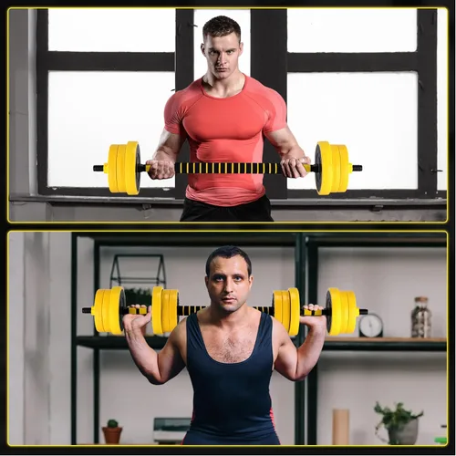 Vista 4 de Juego de mancuernas y mancuernas ajustables de 44 libras, juego de mancuernas ajustables 2 en 1 para gimnasio en casa