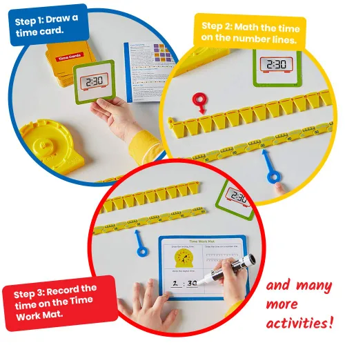 Vista 6 de hand2mind Kit central Telling Time Basics, reloj analógico para el aula