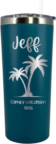 Vista 8 de Vaso de vacaciones personalizado de 20 onzas, vaso con tapa y pajilla, vasos de vacaciones familiares, vaso de vacaciones en la playa, regalo